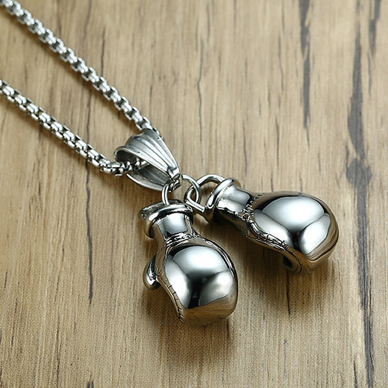 HNSP Hip Hop Boxing Glove Pendant Chain Necklace For Men