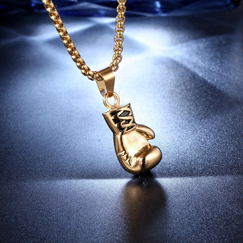 HNSP Hip Hop Boxing Glove Pendant Chain Necklace For Men