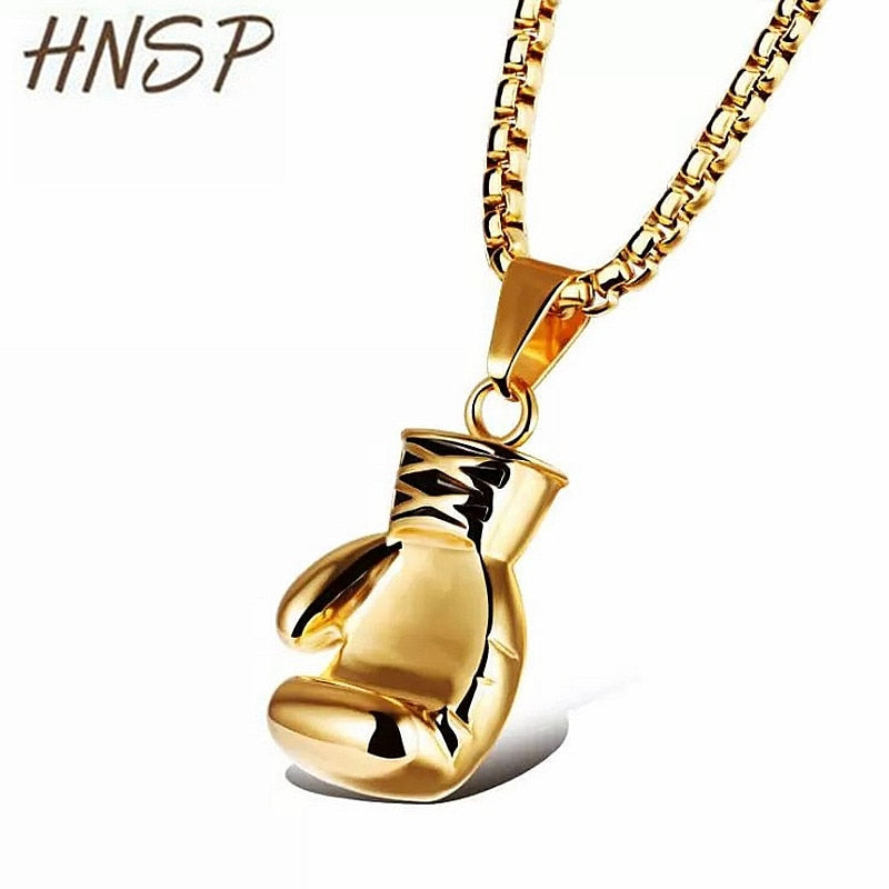 HNSP Hip Hop Boxing Glove Pendant Chain Necklace For Men