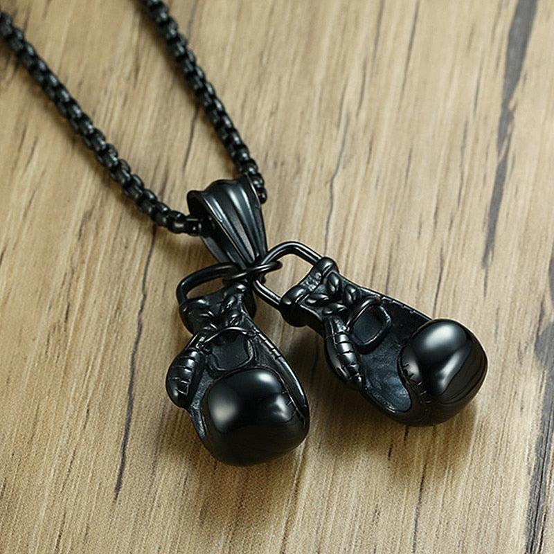 HNSP Hip Hop Boxing Glove Pendant Chain Necklace For Men