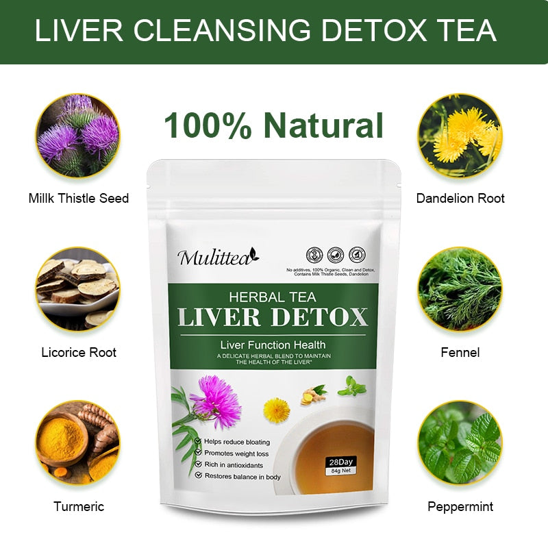 Mulittea 42day Detox Liver Tea for Improve Liver Function