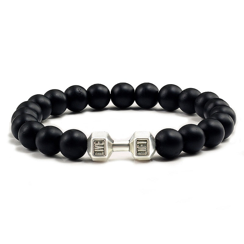 Classic Natural Stone Beaded Bracelet gym Fitness