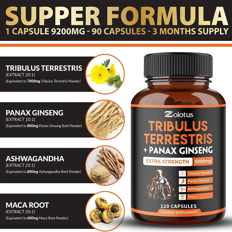 Tribulus Terrestris + Ginseng Capsules - Increase Energy